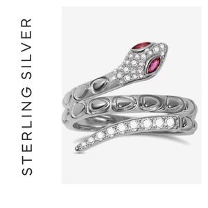 🌟 S925 Sterling Silver CZ Snake Ring